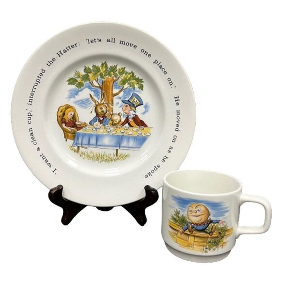 Vintage Johnson Brothers Snowhite Ironstone Plate & Humpty Dumpty Mug - Picture 1 of 10